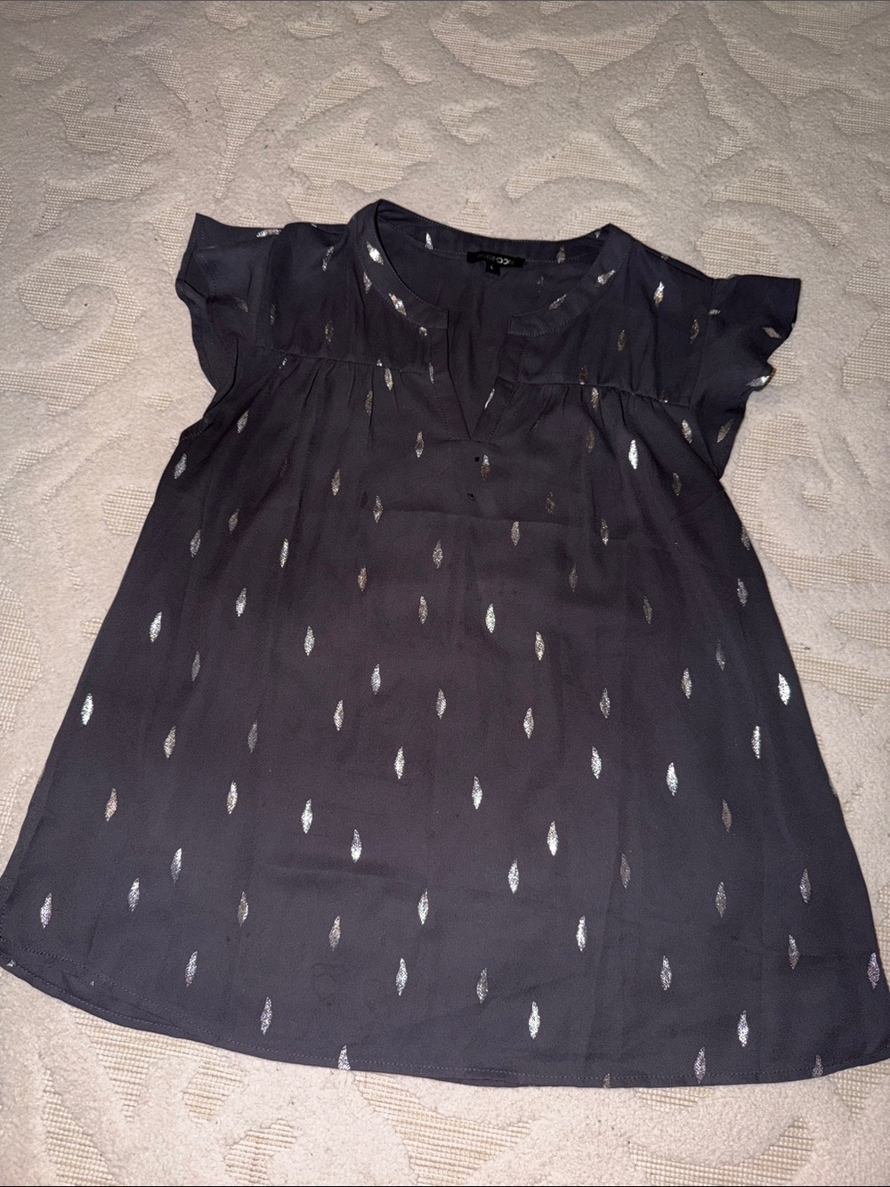 Papermoon Black Blouse with Silver Metallic Dot Accents